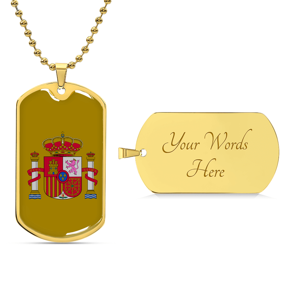 Coat of arms of Spain Gold Dog Tag Necklace