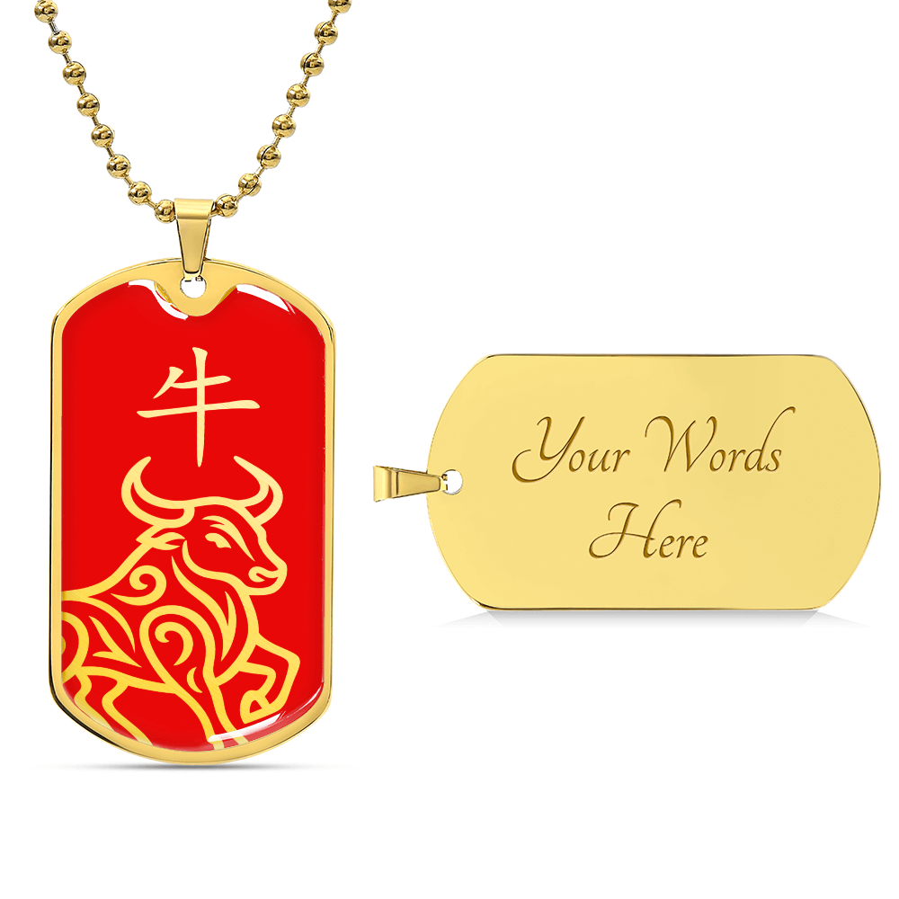 Year of the Fire Ox Dog Tag Necklace