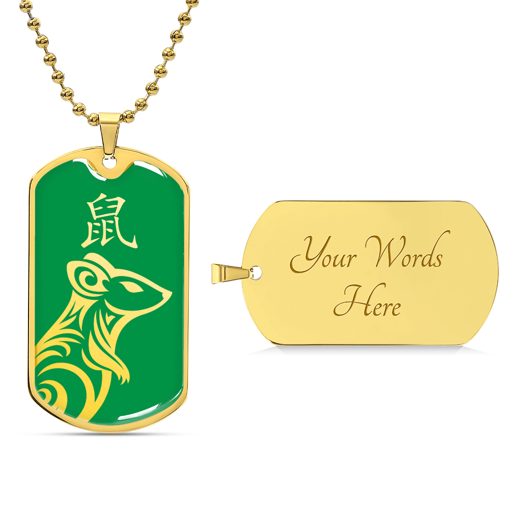 Year of the Wood Rat Dog Tag Necklace