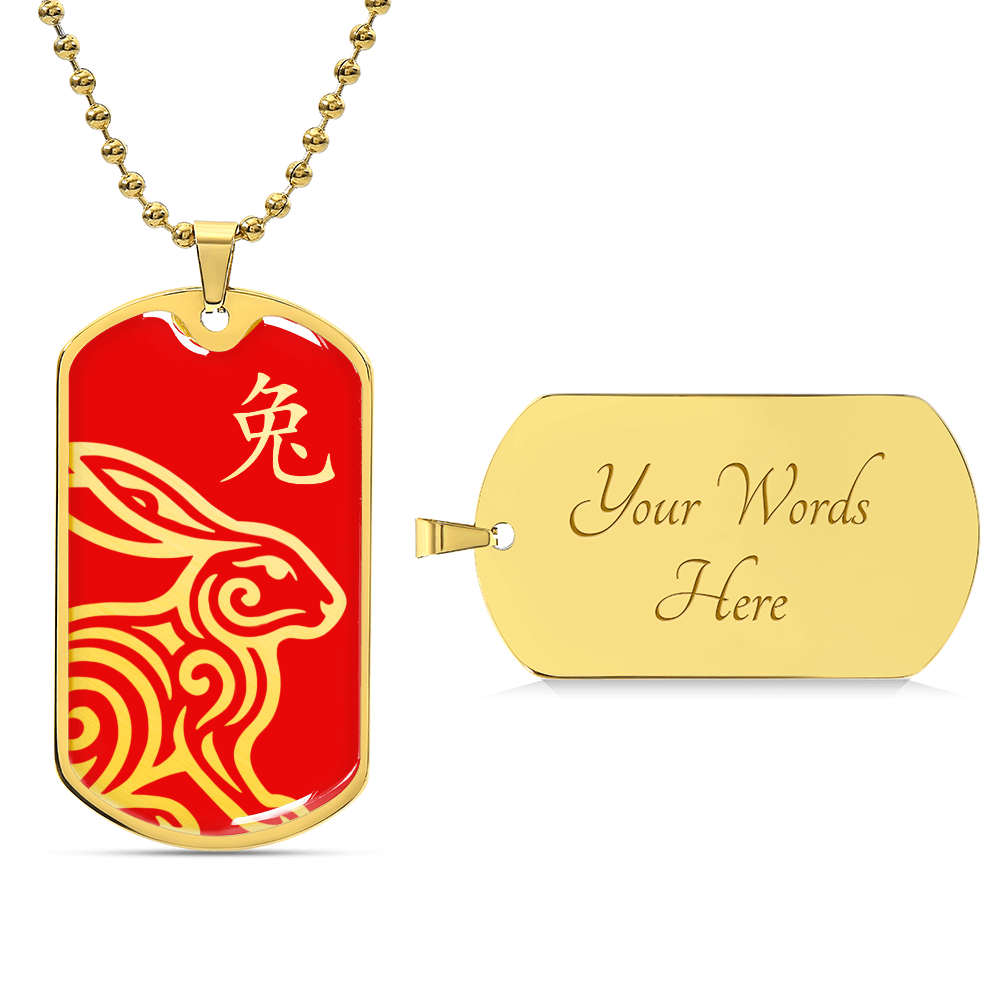 Year of the Fire Rabbit Dog Tag Necklace