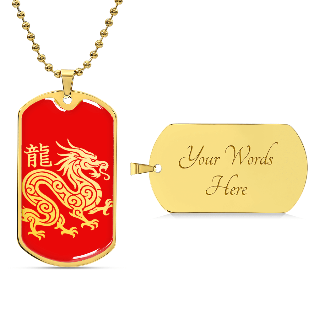 Year of the Fire Dragon Dog Tag Necklace