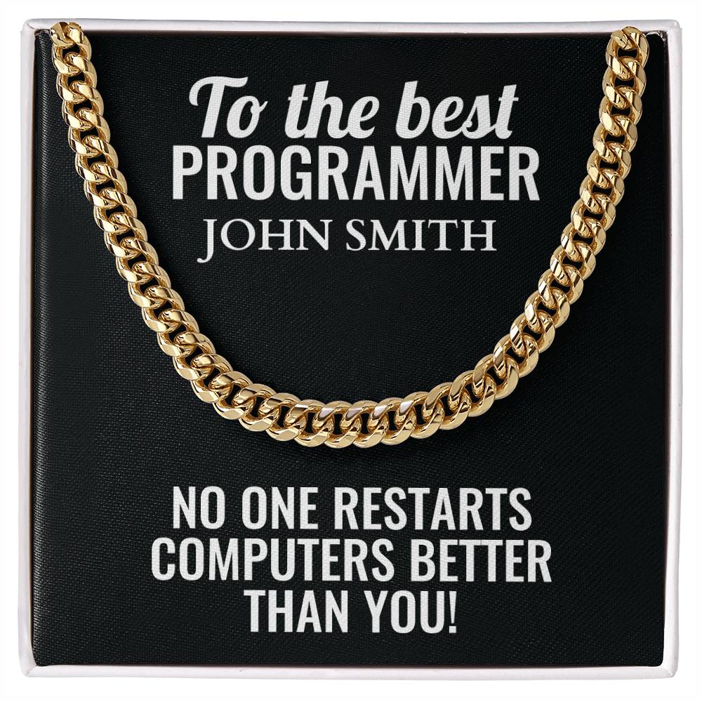 Personalized Programmer Cuban Link Chain Necklace