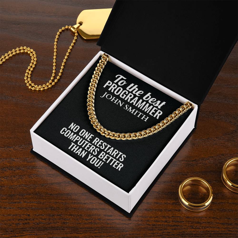 Personalized Programmer Cuban Link Chain Necklace