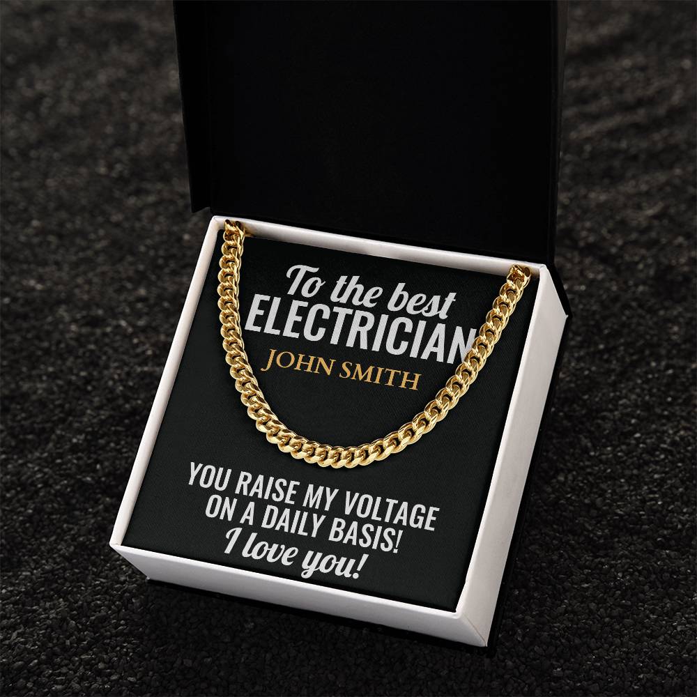 Personalized Electrician Cuban Link Chain Necklace