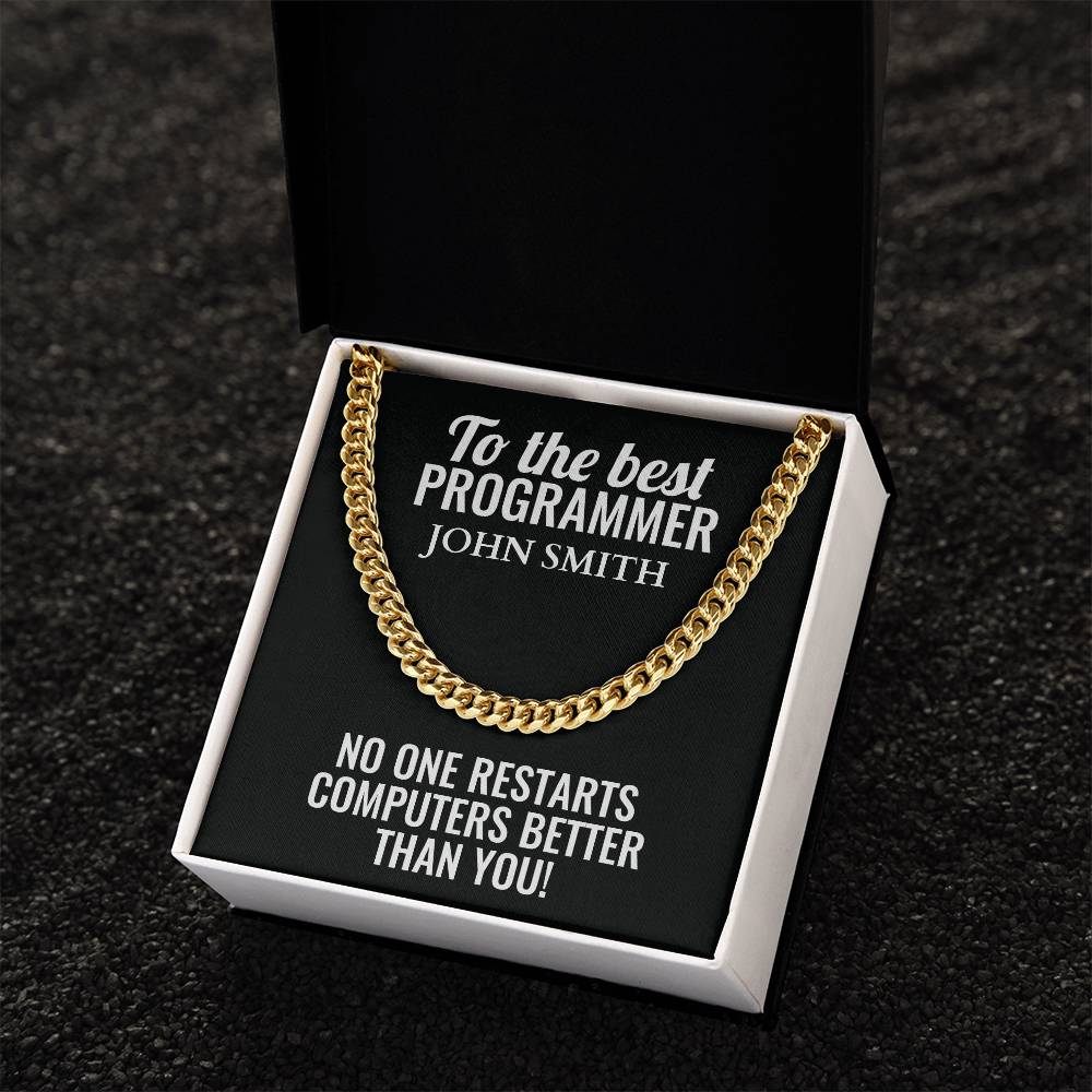 Personalized Programmer Cuban Link Chain Necklace