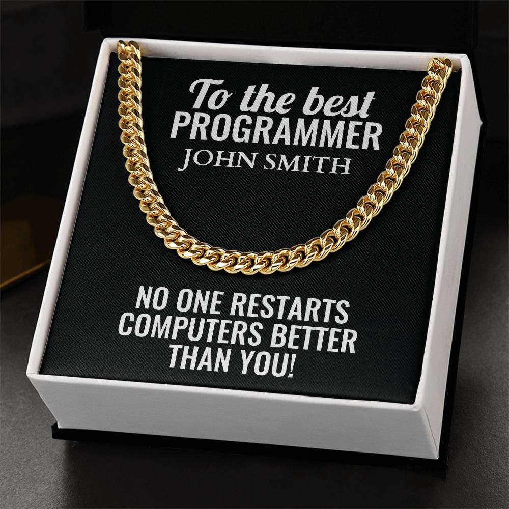 Personalized Programmer Cuban Link Chain Necklace