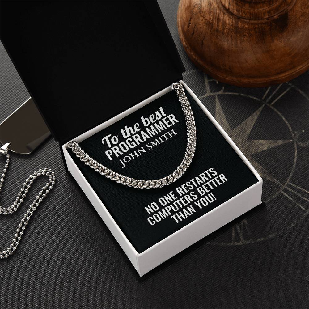 Personalized Programmer Cuban Link Chain Necklace