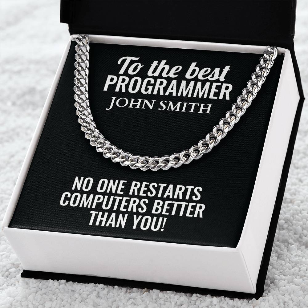 Personalized Programmer Cuban Link Chain Necklace