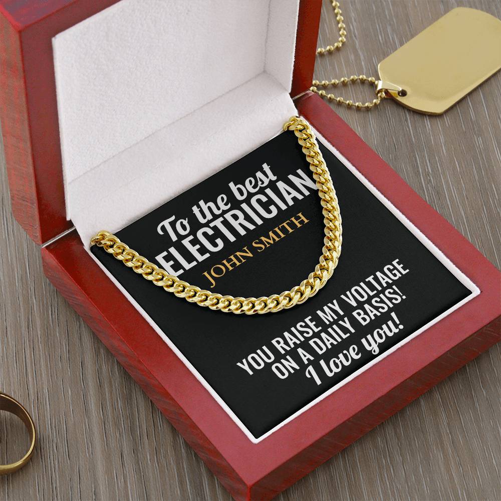 Personalized Electrician Cuban Link Chain Necklace