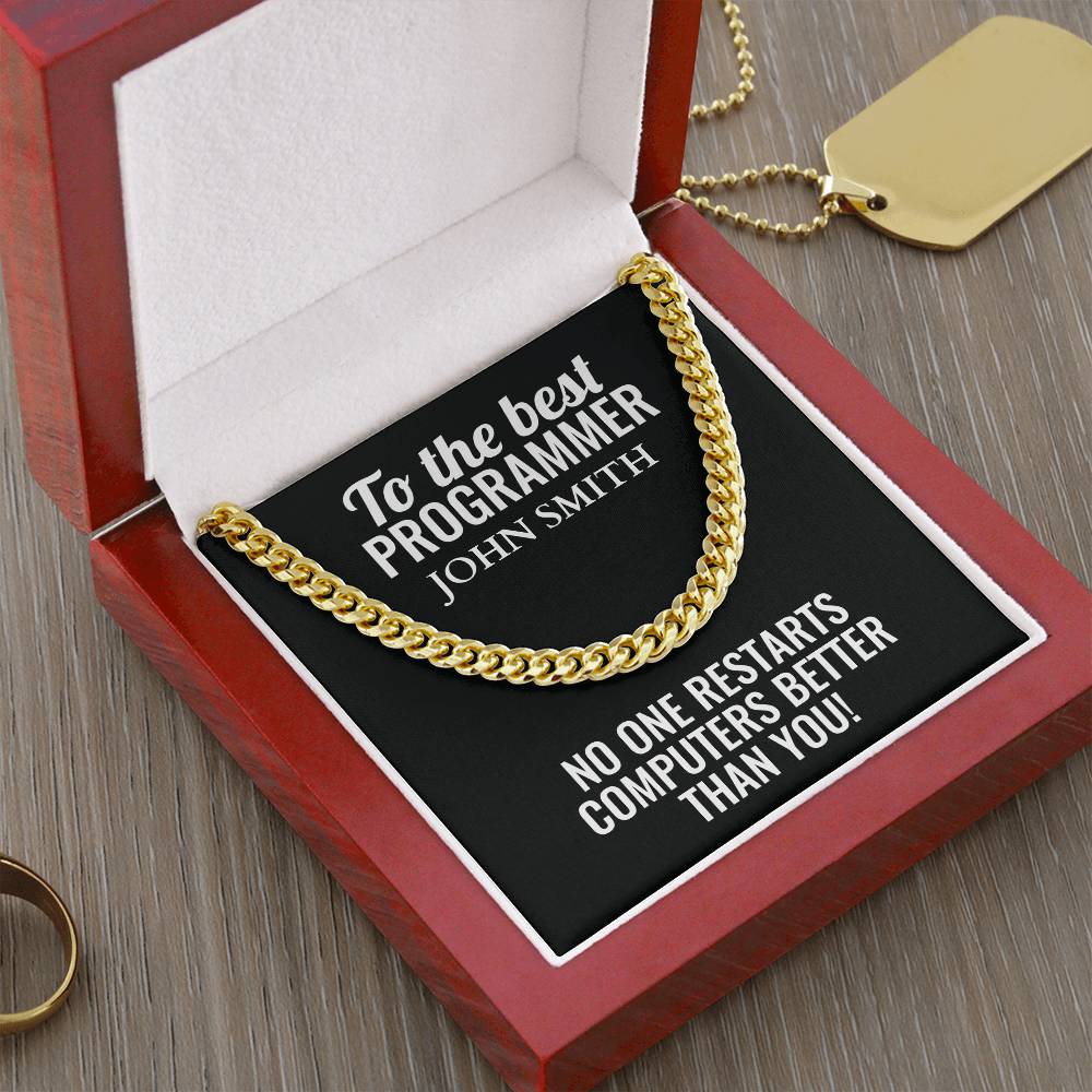 Personalized Programmer Cuban Link Chain Necklace