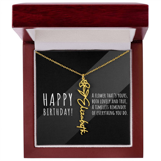 Birth Flower Name Necklace