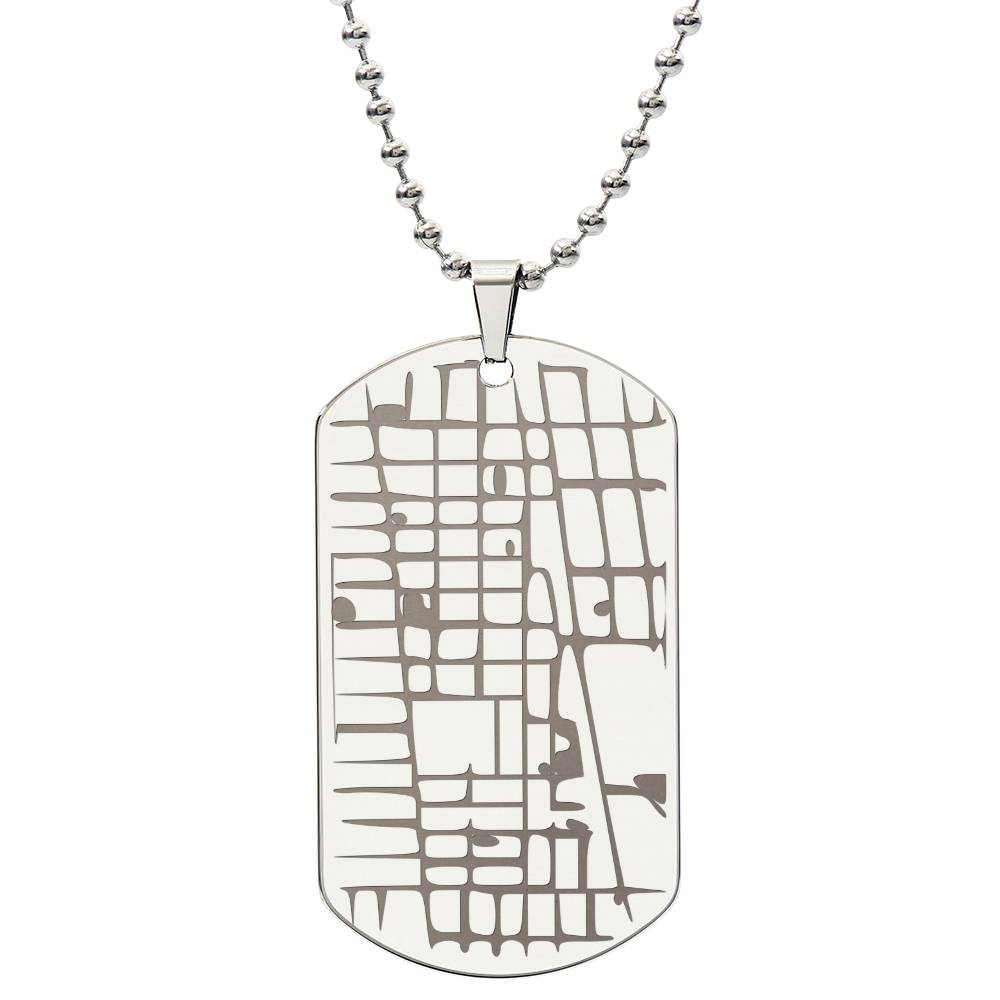 Outglare Engraved Map Dog Tag Necklace