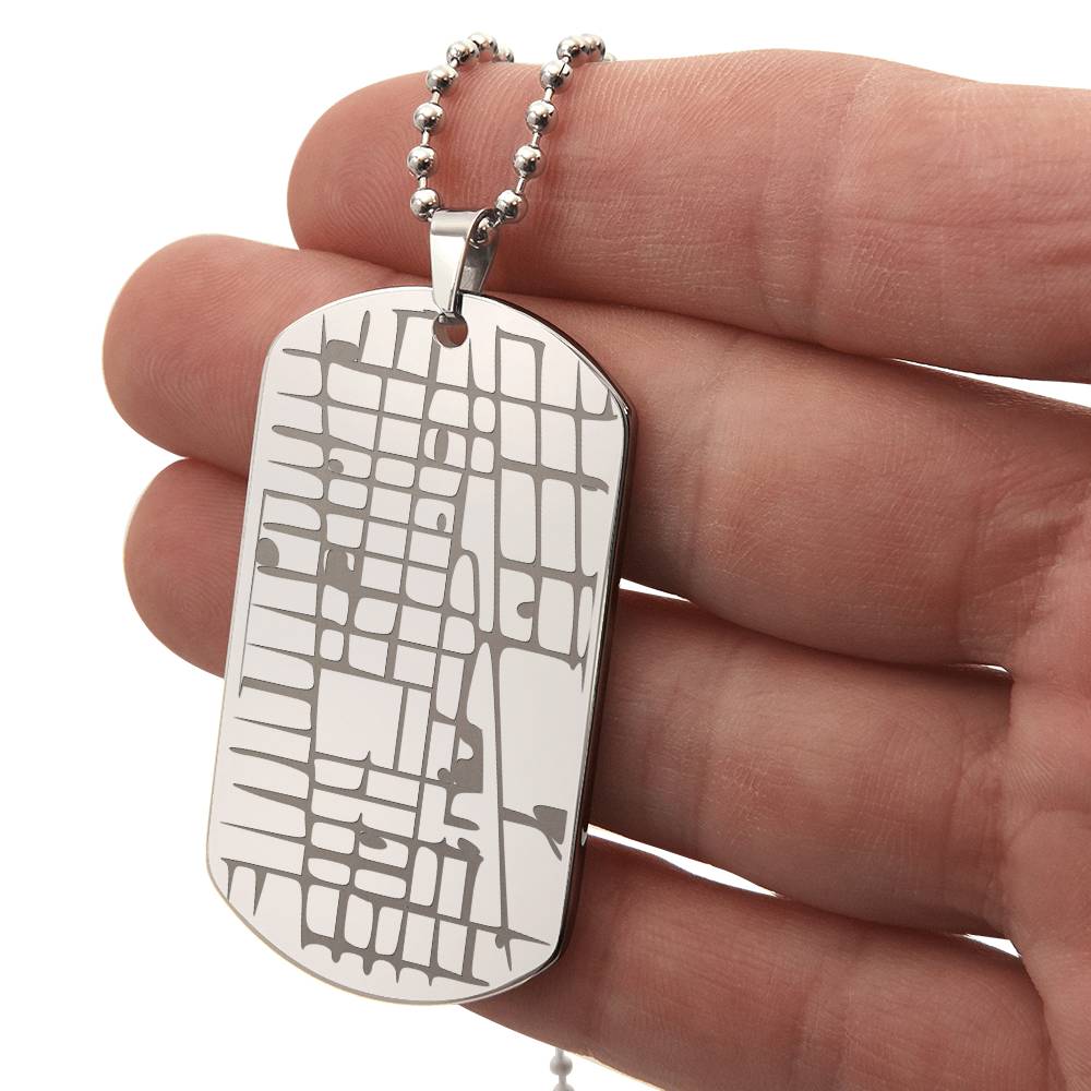 Outglare Engraved Map Dog Tag Necklace
