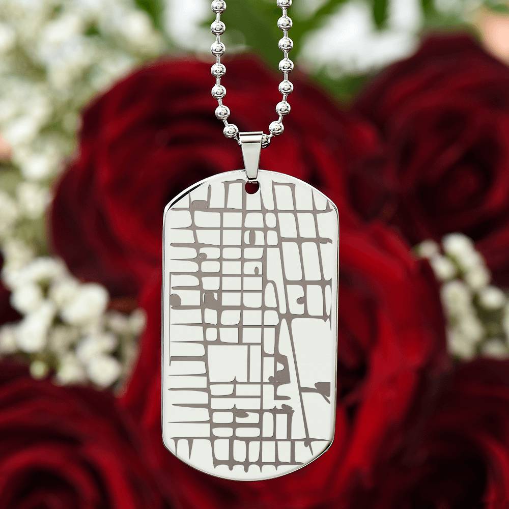 Outglare Engraved Map Dog Tag Necklace