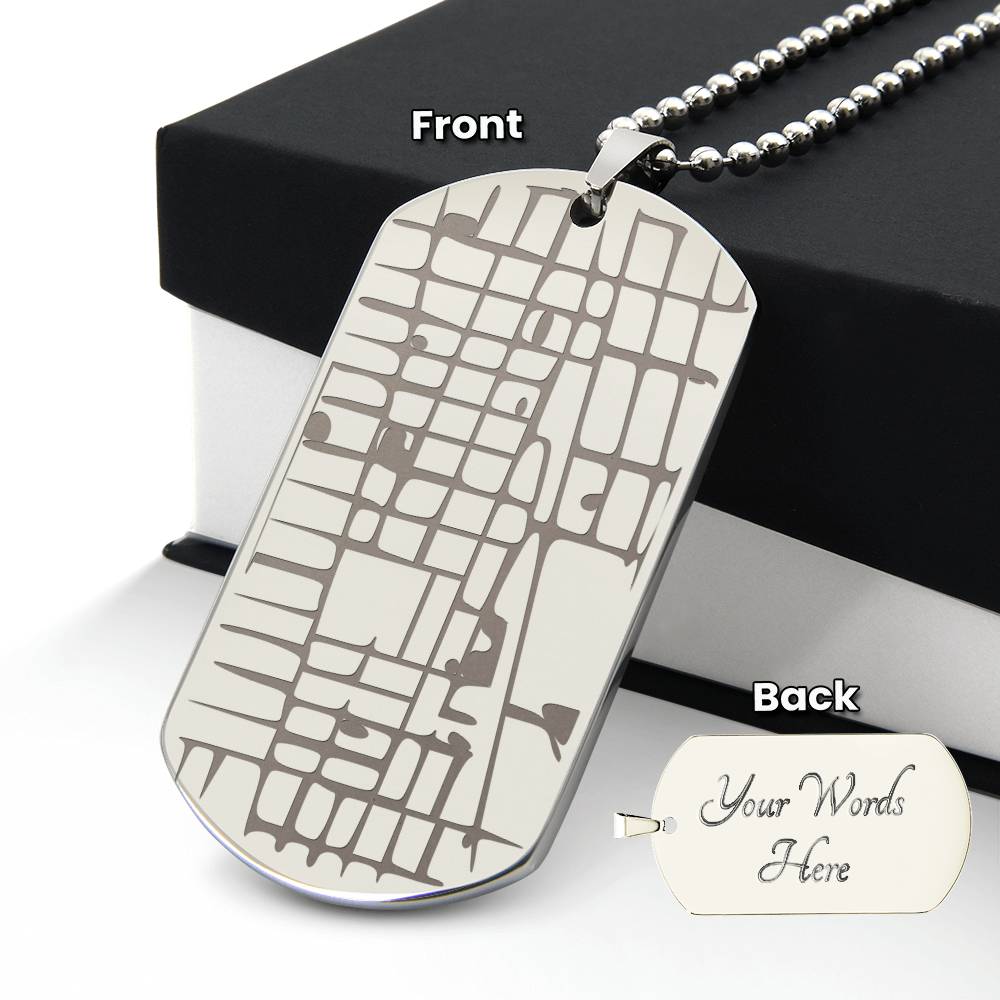 Outglare Engraved Map Dog Tag Necklace