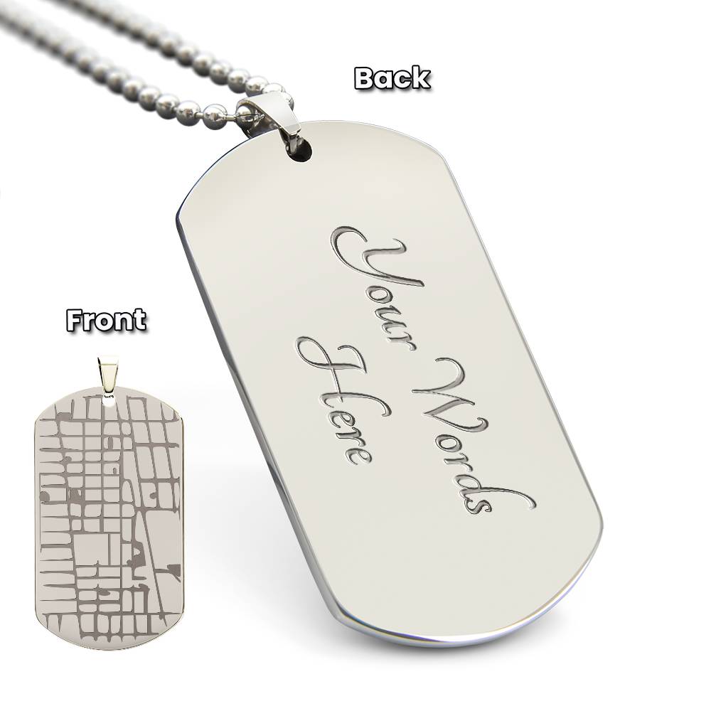 Outglare Engraved Map Dog Tag Necklace