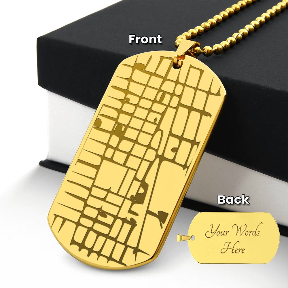 Outglare Engraved Map Dog Tag Necklace