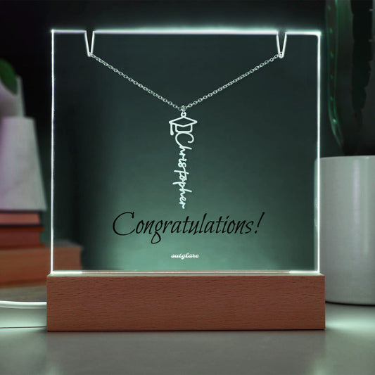 Graduation Name Necklace with Acrylic LED base